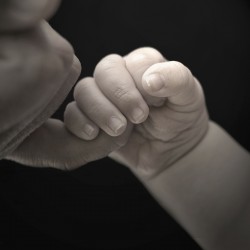 baby hand with parent